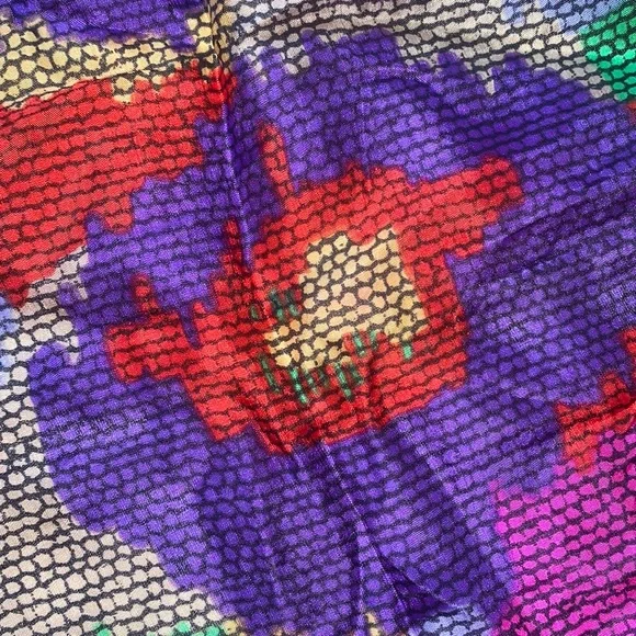 Vintage Axcess Silk Square Scarf | Floral Silk Scarf | Flower Silk Scarf - Picture 2 of 8